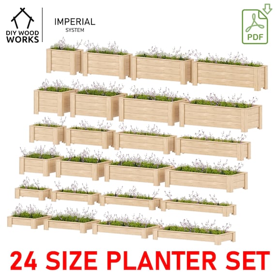 24-Piece Cedar Planter Box Plans: DIY Garden Bed Kit (Digital Download)