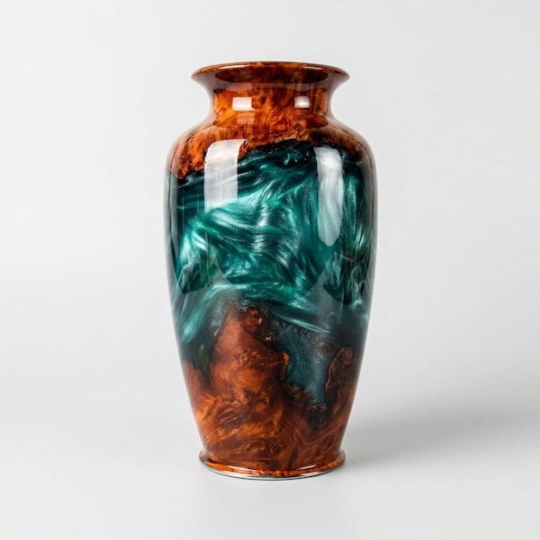 Handgemaakte vaas van epoxyhars: modern rustiek interieur