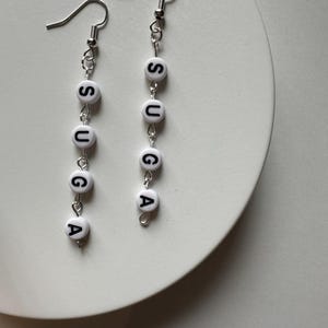 BTS Suga Letter Earrings. Homemade Kpop Jewellery and Earrings.
