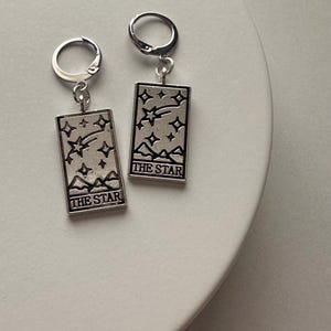The Star Tarot Card Dangle Drop Huggie Earrings.