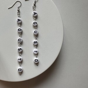 BTS AGUST D Letter Earrings. Homemade Kpop earrings and jewellery