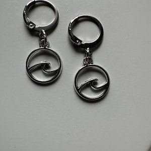 Sea Wave Dangle Drop Earrings with a huggie clasp