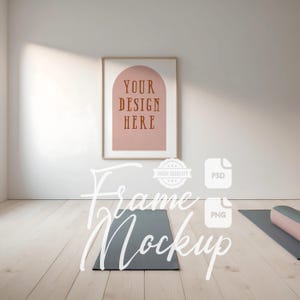 Yoga Raum Rahmen Mockup Meditation Wellness Space Wand Kunst Mock Up Vertikaler Rahmen Kunstwerk Digitaldruck & Poster Mockup PSD PNG