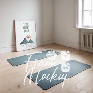 Yoga Studio Wand Kunst Mockup Meditation Wellness Space Mock Up Vertikaler Rahmen Kunstwerk Digitaldruck & Poster Mockup PSD PNG