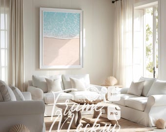 Coastal Wall Art Mockup: Boho Beach House Frame (PSD & PNG Digital Download 2x3 Ratio)