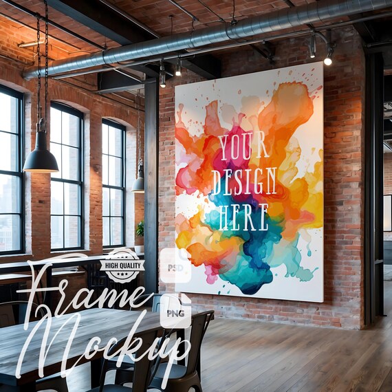 Canvas Mockup: Urban Decor Large Wall Art Display, Print Poster Mockup (PSD & PNG)