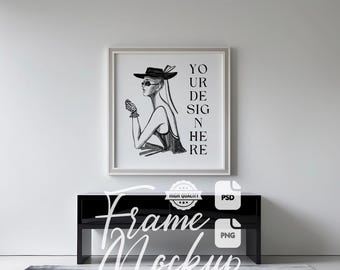 Square Frame Mockup: Minimalist Wall Art Display (PSD & PNG Digital Download