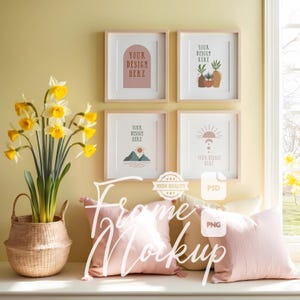 Spring Room Decor Frame Mockup Wooden Wall Art Mock Up Set (PSD & PNG)