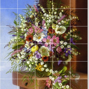 Custom Floral Ceramic Tile Mural by Adelheid Dietrich