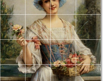 カスタムセラミックタイル壁画：フランソワ・フラワーセラーの絵画