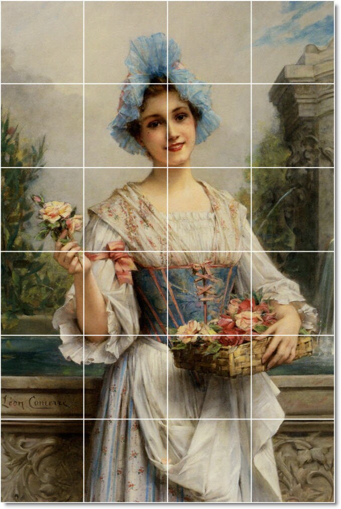 カスタムセラミックタイル壁画：フランソワ・フラワーセラーの絵画