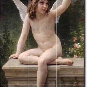 S-M-L-XL Custom Ceramic Angels Painting Tile Mural. Le Captif By William Bouguereau