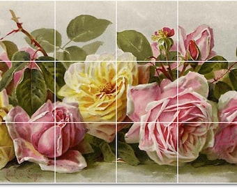 S-M-L-XL Custom Ceramic Flowers Painting Tile Mural. Flowers1 By Paul De Longpre