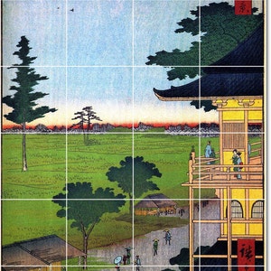 S-M-L-XL Custom Ceramic Japanese Ukiyo-E Painting Tile Mural. 100 Views Edo 70 By Utagawa Hiroshige