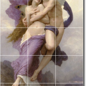 S-M-L-XL Custom Ceramic Mythology Painting Tile Mural. Le Ravissement De Psyche By William Bouguereau
