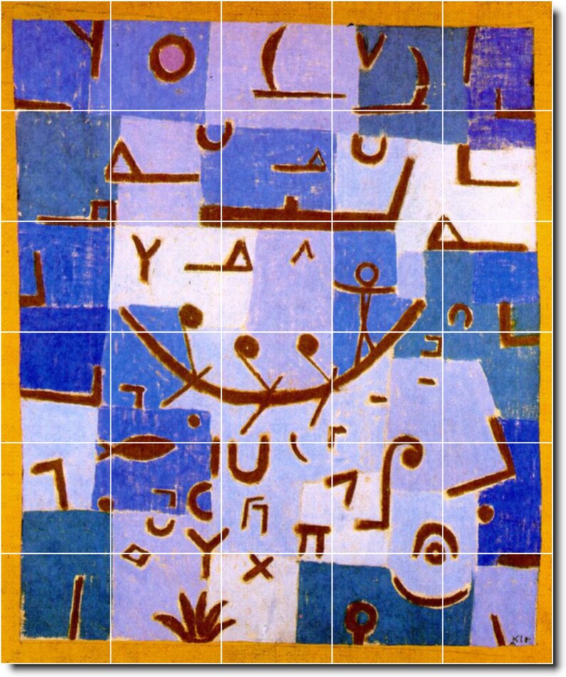 SMLXL Custom Ceramic Abstract Painting Tile Mural. Nile by Paul Klee