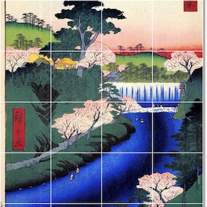 S-M-L-XL Custom Ceramic Japanese Ukiyo-E Painting Tile Mural. 100 Views Edo 19 By Utagawa Hiroshige