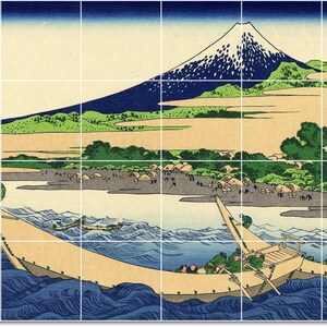S-M-L-XL Custom Ceramic Japanese Ukiyo-E Painting Tile Mural. Shore Of Tago Bay Ejiri At Tokaido By Katsushika Hokusai