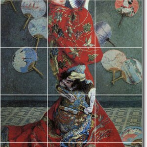 S-M-L-XL Custom Ceramic Women Painting Tile Mural. La Japonaise Camille Monet In Japanese Costume By Claude Monet