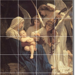 S-M-L-XL Custom Ceramic Angels Painting Tile Mural. Song Of The Angels3 By William Bouguereau
