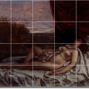 Custom Ceramic Tile Mural: Femme Nue Endormie by Courbet