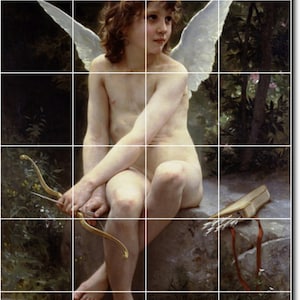 S-M-L-XL Custom Ceramic Angels Painting Tile Mural. Amour A Laffut By William Bouguereau