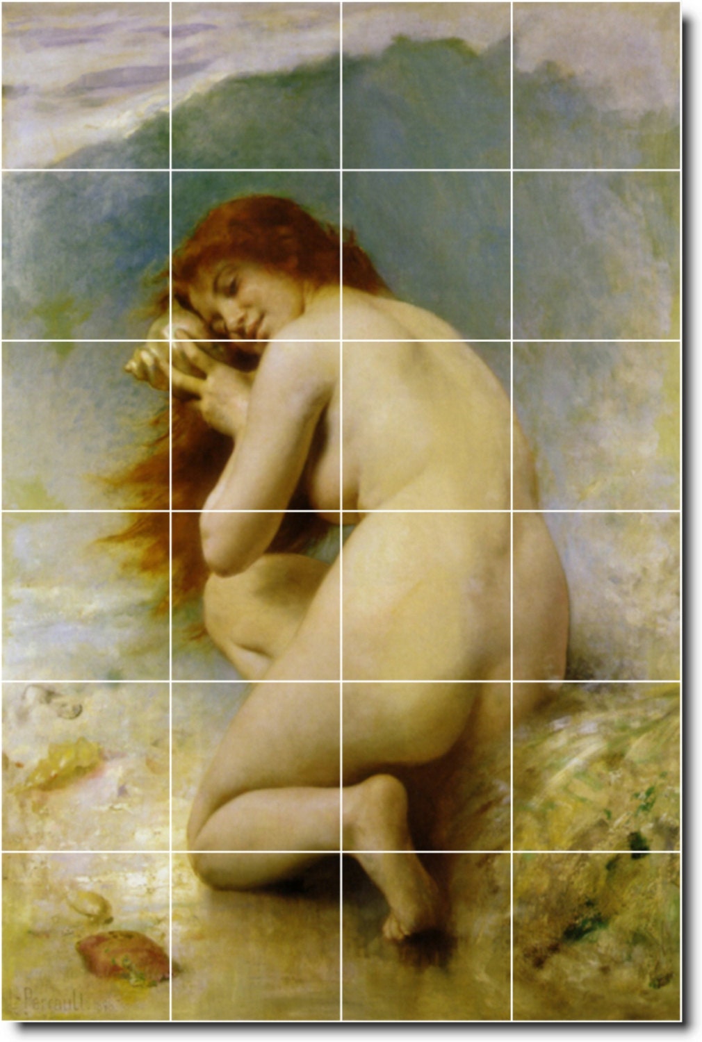 Custom Ceramic Tile Mural Water Nymph By Leon Perrault