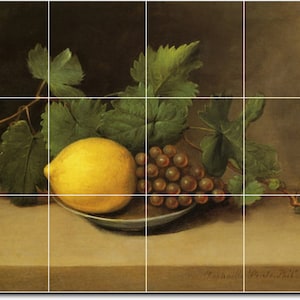 Custom Ceramic Tile Mural: Lemon and Grapes Painting