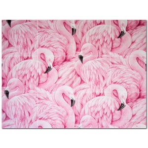 Flamingo Ceramic Tile Mural: Kitchen Backsplash, Shower Tile