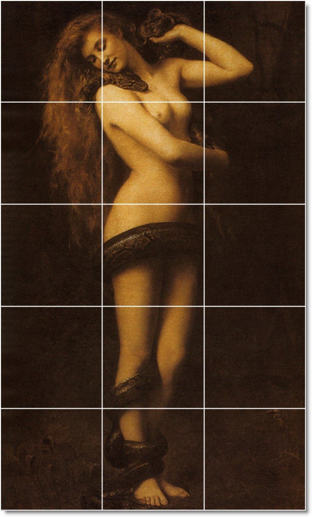 S-M-L-XL Custom Ceramic Mythology Painting Tile Mural. Lilith By John Collier