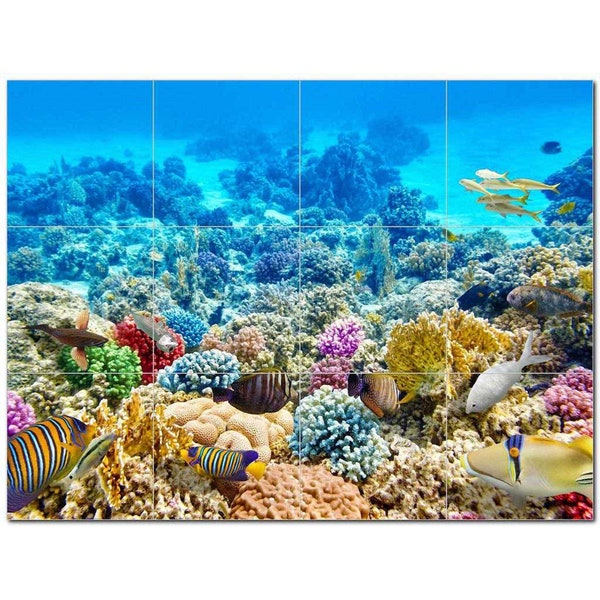 Underwater Coral Reef Ceramic Tile Mural: Kitchen Backsplash