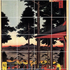 S-M-L-XL Custom Ceramic Japanese Ukiyo-E Painting Tile Mural. 100 Views Edo 18 By Utagawa Hiroshige