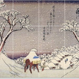 S-M-L-XL Custom Ceramic Japanese Ukiyo-E Painting Tile Mural. Fujikawa  By Utagawa Hiroshige