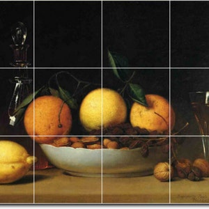 Custom Fruit Still Life Ceramic Tile Mural: Raphael Painting