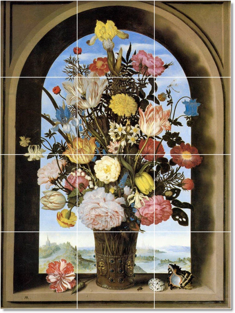 Custom Ceramic Tile Mural Ambrosius Bosschaert Floral Bouquet