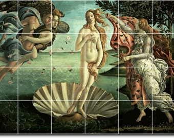 S-M-L-XL Custom Ceramic Mythology Painting Tile Mural. Venus By Sandro Botticelli