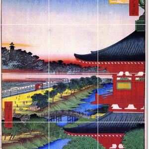 S-M-L-XL Custom Ceramic Japanese Ukiyo-E Painting Tile Mural. 100 Views Edo 49  By Utagawa Hiroshige
