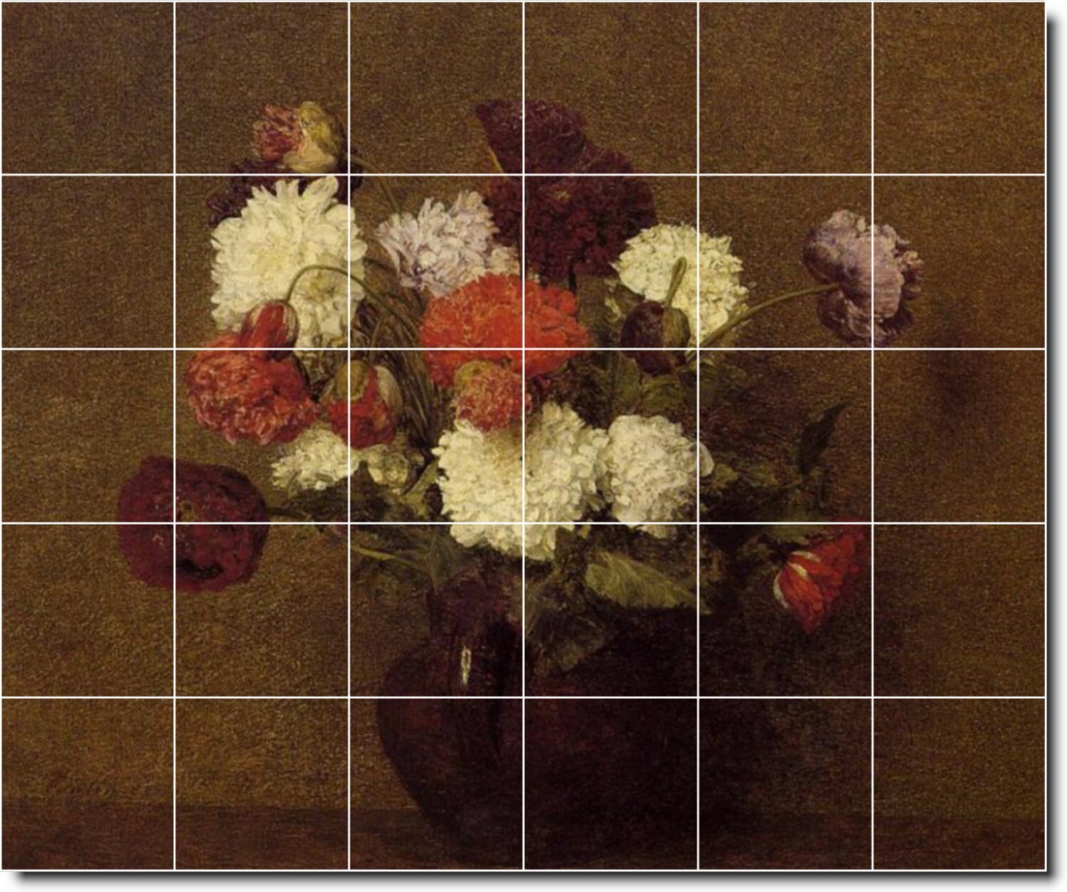 Henri Fantin-latour Flowers Ceramic Tile Mural: Custom Sizes