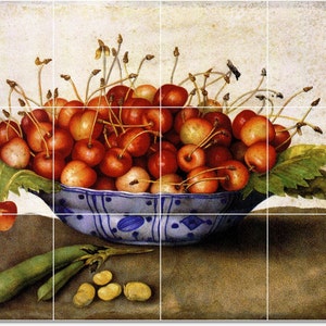 Custom Ceramic Tile Mural: Fruit & Vegetables Painting by Giovanna Garzoni