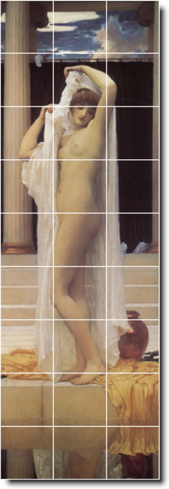 Custom "The Bath Of Psyche" Ceramic Tile Mural Frederick Leighton Painting