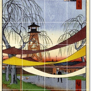 S-M-L-XL Custom Ceramic Japanese Ukiyo-E Painting Tile Mural. 100 Views Edo 6 By Utagawa Hiroshige