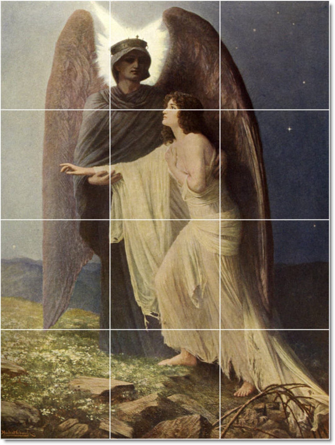 Custom Ceramic Tile Mural: Angel Painting by Herbert Gustave