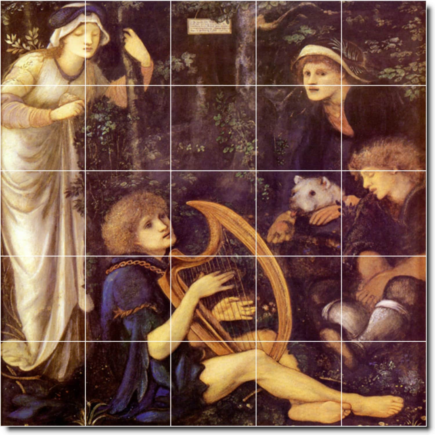 Edward Burne-Jones Ceramic Tile Mural Sir Tristram Mythology Painting