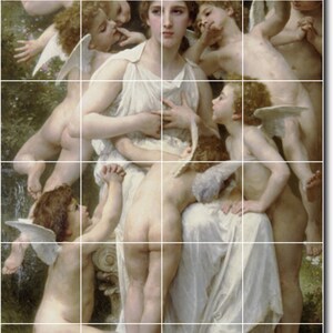 S-M-L-XL Custom Ceramic Angels Painting Tile Mural. Lassaut By William Bouguereau