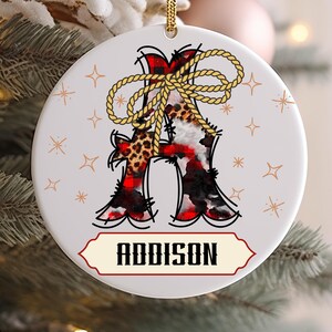 Adorno inicial de vaquero personalizado, decoración navideña personalizada de estilo occidental con nombre, regalo personalizado, adorno con nombre de letra