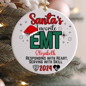 EMT Ornament - Personalized Christmas Ornament for EMT - Custom Gift for EMT- Unique emt Keepsake - Healthcare Worker gift