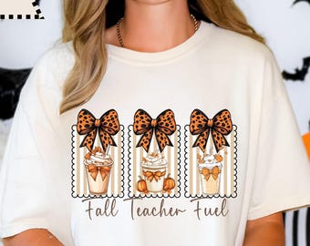 Fall Teacher Fuel T-Shirt, Coffee Lover Tee for Educators, Back to School gift, Pumpkin spice t-shirt, Fall season t-shirt