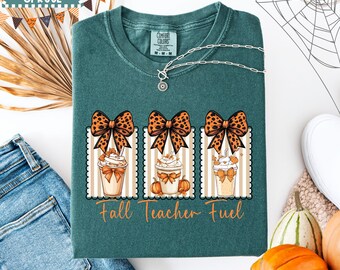Fall Teacher Fuel T-Shirt: Pumpkin Spice Latte Design
