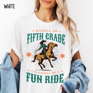 Fifth Grade Teacher Comfort Colors t-Shirt, Back to School Cowboy Tee, Grade Level Team Shirt, Western Teacher Shirt, New Teacher Gift