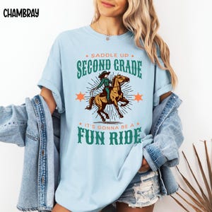 Second Grade Teacher Comfort Colors t-Shirt, Back to School Cowboy Tee, Grade Level Team Shirt, Western Teacher Shirt, New Teacher Gift
